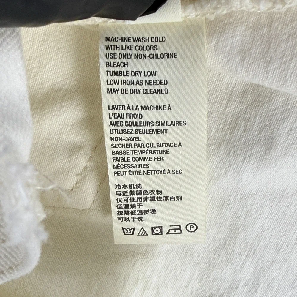 Free‎ People Side Car Mini Skirt Womens Size 28 White Denim Frayed Hem Casual - Picture 13 of 16